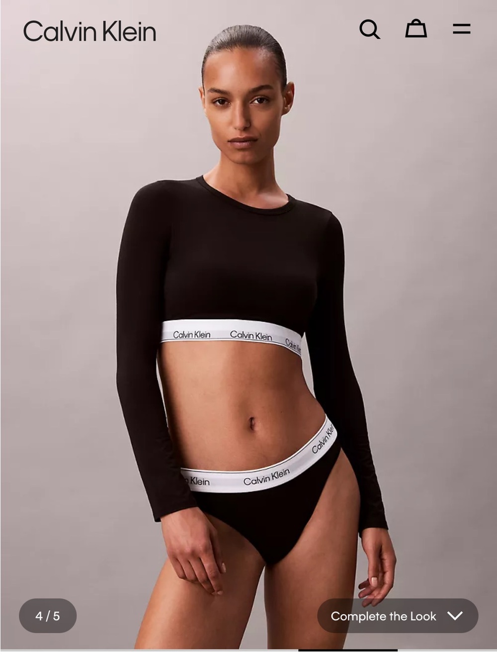 Calvin Klein Black Long-Sleeve Bandeau with White Logo Band
